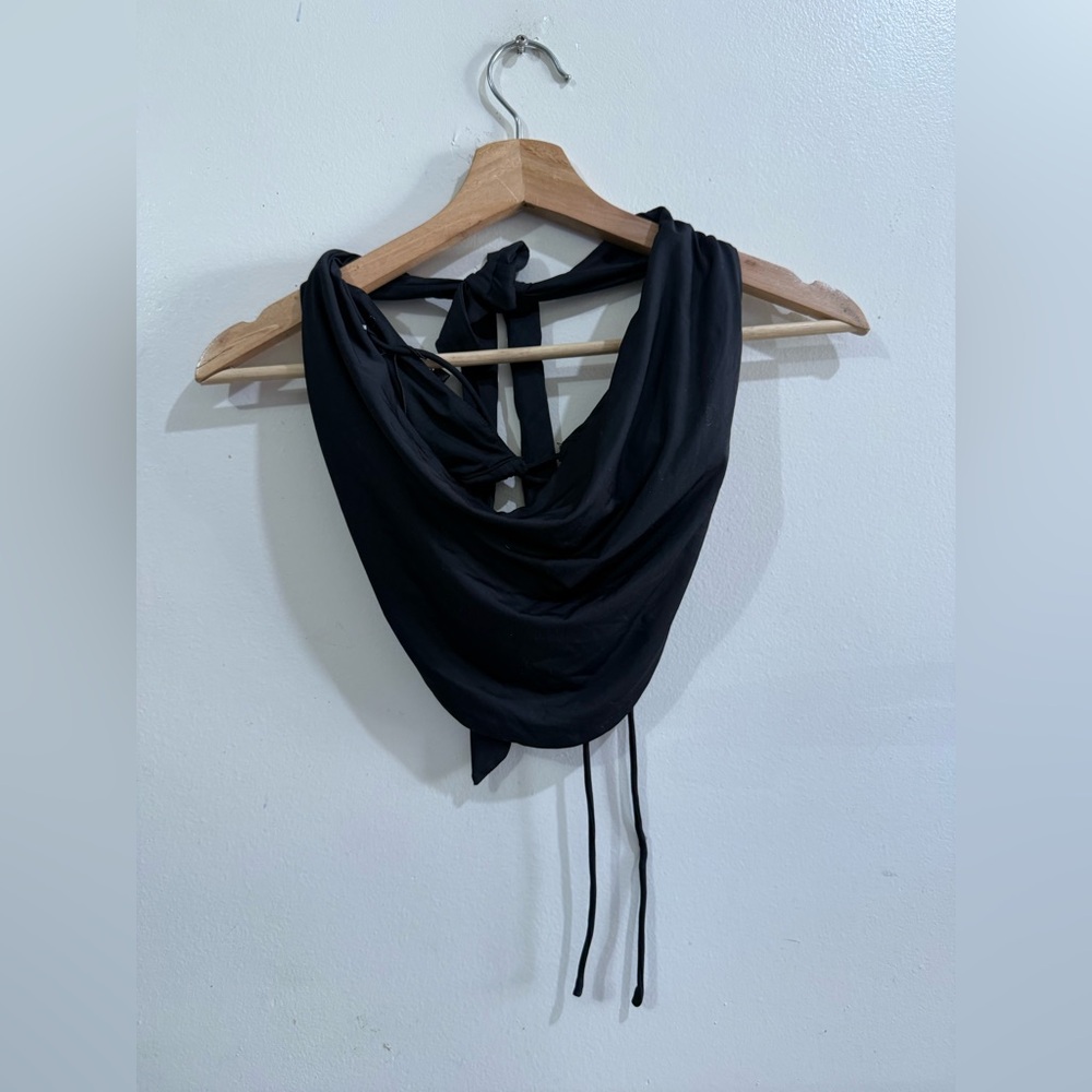 superdown Black Draped Halter Top